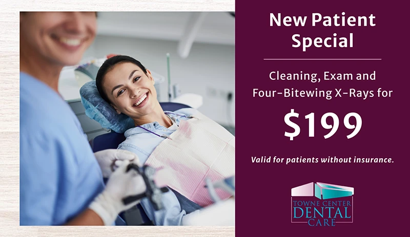 Cleaning, exam, and four bitewing x-ray $199 for new patients
